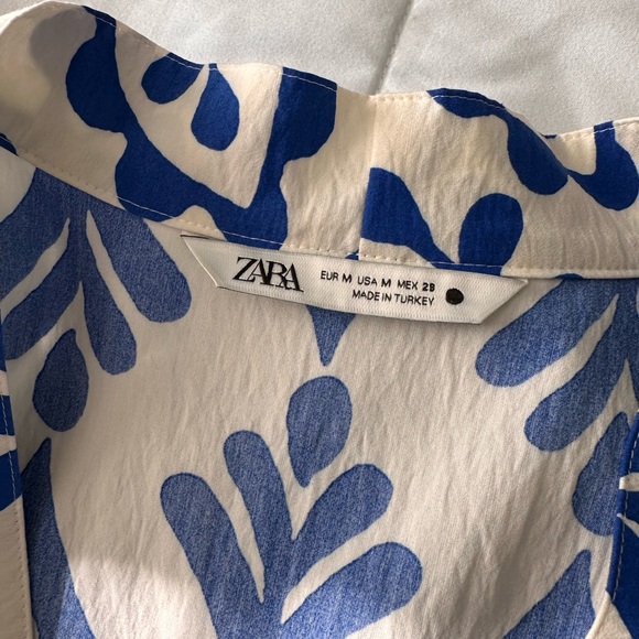 Zara Cream and Blue Dress - Picture 3 of 6